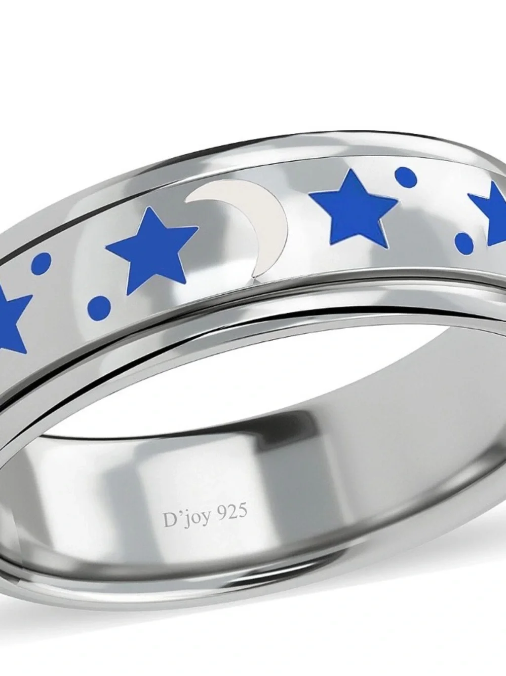 Sterling Silver Moon & Stars Spinner Band 4.70g
